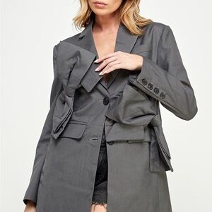 Gray Women's Jacket with Unique Design